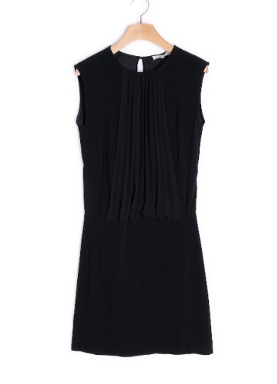 Sandro Paris Black Sleeveless Pleated Dress Full Length Back Zip Size 2 Medium